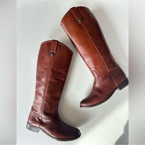 FRYE Melissa Button Cognac Tall Riding Boots